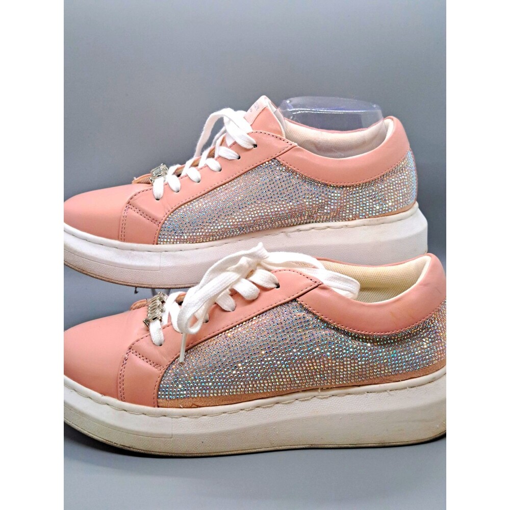 Juicy Couture Dorothy Rhinestone Platform Sneakers Pink Silver Bling Women's 8.5